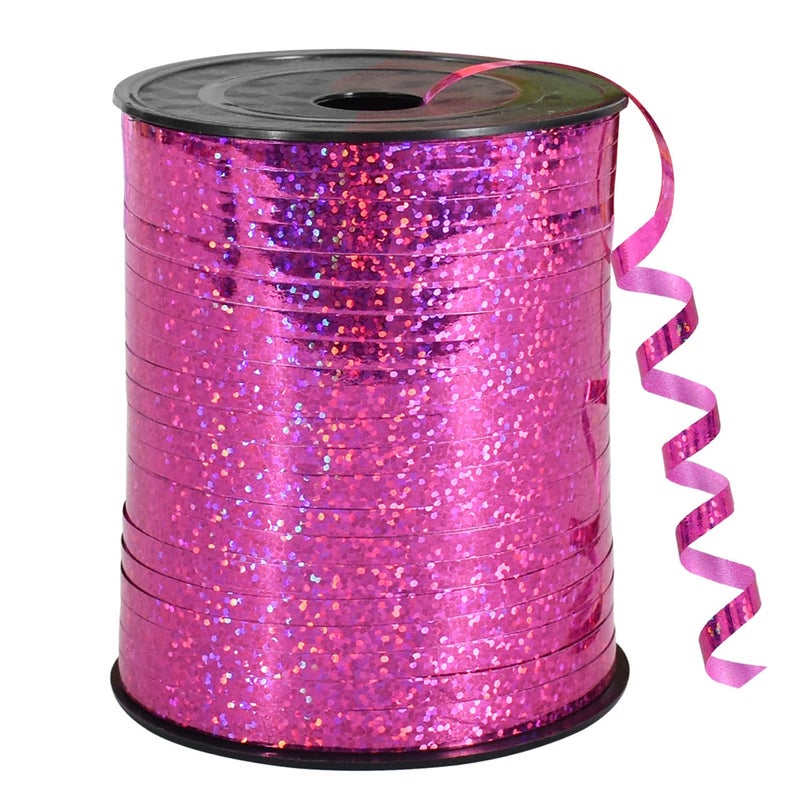 BEISHIDA 500 Yards Hot Pink Crimped Curling Ribbon Shiny Metallic Balloon String Roll Gift Wrapping Ribbon for Girl Birthday Valentines Bachelorette Mother's Day Party Decorations - Image 1